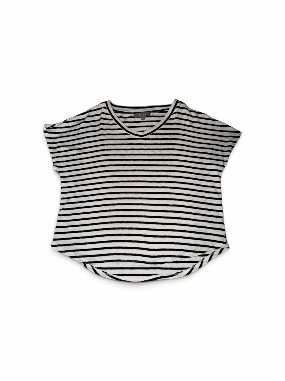 Women's Marled Essentials Striped Short Sleeve Top Medium